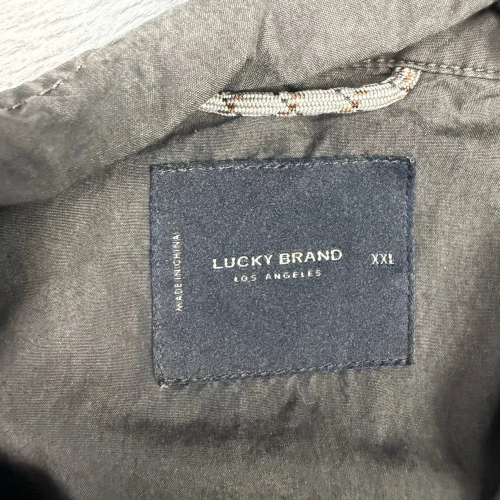 Lucky Brand Mens XXL Charcoal Gray Utility Field Jacket Cotton Nylon Zip Button